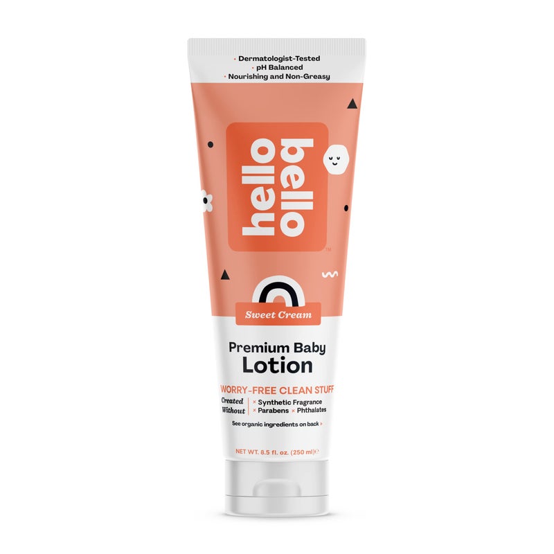 Hello Bello Premium Baby Lotion, Gentle Hypoallergenic Vegan Formula to Nourish and Moisturize, Sweet Cream Scent, 8.5 oz - Image 1